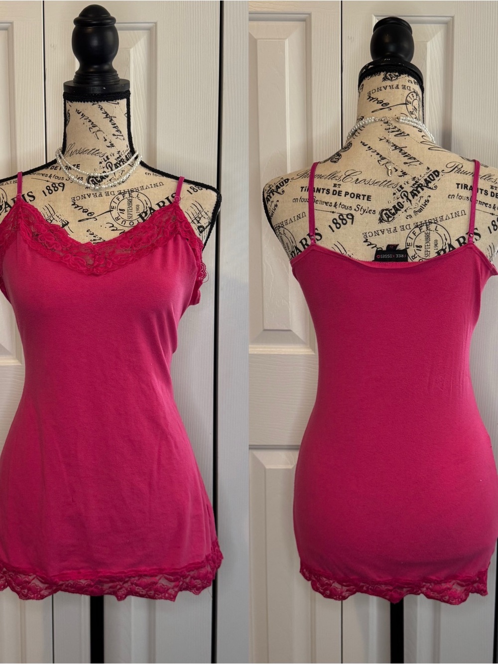Free Kisses Fuchsia Lace-Trim Camisole